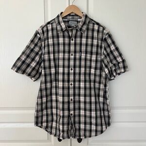 Carhartt Men's Plaid Relaxed Fit Button Down Shirt - Black, White, and Orange